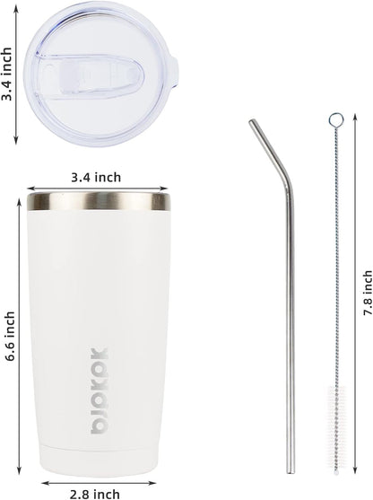 20 oz Coffee Tumbler with Lid & Straw, Insulated Stainless Steel Mug | Double Wall Vacuum, Keeps Hot/Cold, BPA Free, Leak Proof, Iced Coffee Cup Fit Car Holder, Travel & Beach, Lavender Green - Colors B
