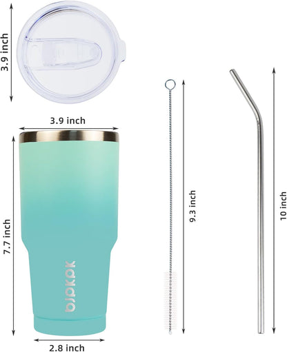20 oz Coffee Tumbler with Lid & Straw, Insulated Stainless Steel Mug | Double Wall Vacuum, Keeps Hot/Cold, BPA Free, Leak Proof, Iced Coffee Cup Fit Car Holder, Travel & Beach, Lavender Green - Colors B