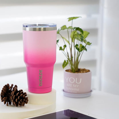 20 oz Coffee Tumbler with Lid & Straw, Insulated Stainless Steel Mug | Double Wall Vacuum, Keeps Hot/Cold, BPA Free, Leak Proof, Iced Coffee Cup Fit Car Holder, Travel & Beach, Lavender Green - Colors B