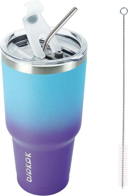 20 oz Coffee Tumbler with Lid & Straw, Insulated Stainless Steel Mug | Double Wall Vacuum, Keeps Hot/Cold, BPA Free, Leak Proof, Iced Coffee Cup Fit Car Holder, Travel & Beach, Lavender Green - Colors B