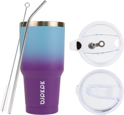 20 oz Coffee Tumbler with Lid & Straw, Insulated Stainless Steel Mug | Double Wall Vacuum, Keeps Hot/Cold, BPA Free, Leak Proof, Iced Coffee Cup Fit Car Holder, Travel & Beach, Lavender Green - Colors B