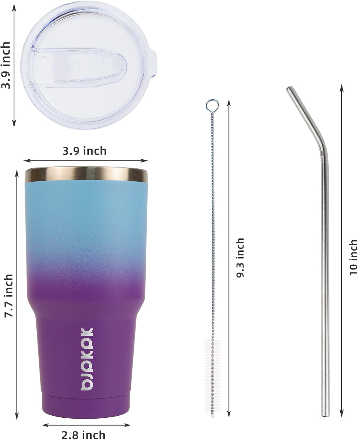 20 oz Coffee Tumbler with Lid & Straw, Insulated Stainless Steel Mug | Double Wall Vacuum, Keeps Hot/Cold, BPA Free, Leak Proof, Iced Coffee Cup Fit Car Holder, Travel & Beach, Lavender Green - Colors B