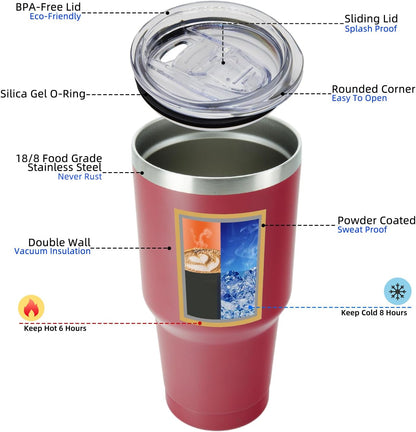 20 oz Coffee Tumbler with Lid & Straw, Insulated Stainless Steel Mug | Double Wall Vacuum, Keeps Hot/Cold, BPA Free, Leak Proof, Iced Coffee Cup Fit Car Holder, Travel & Beach, Lavender Green - Colors B