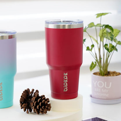 20 oz Coffee Tumbler with Lid & Straw, Insulated Stainless Steel Mug | Double Wall Vacuum, Keeps Hot/Cold, BPA Free, Leak Proof, Iced Coffee Cup Fit Car Holder, Travel & Beach, Lavender Green - Colors B