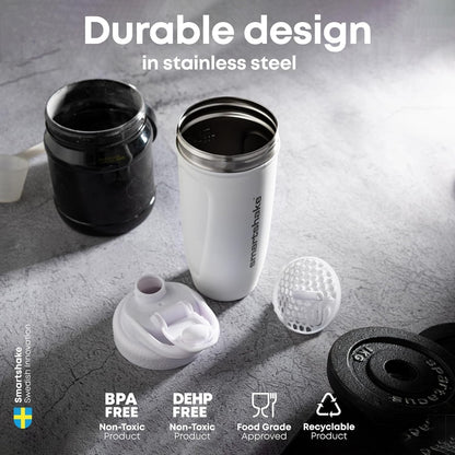 Stainless Steel Protein Shaker Bottle for Protein Mixes 2 Pack, 30 oz | Leak Proof Shaker Cups for Protein Shakes | Blender Bottle Shaker (Black)