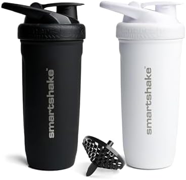 Stainless Steel Protein Shaker Bottle for Protein Mixes 2 Pack, 30 oz | Leak Proof Shaker Cups for Protein Shakes | Blender Bottle Shaker (Black)