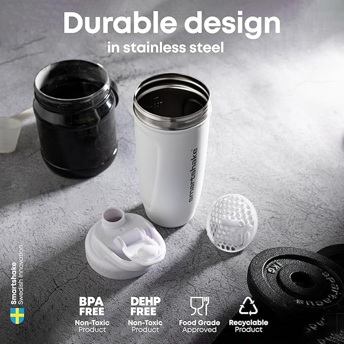 Stainless Steel Protein Shaker Bottle for Protein Mixes 2 Pack, 30 oz | Leak Proof Shaker Cups for Protein Shakes | Blender Bottle Shaker (Black)
