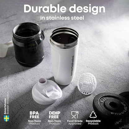 Stainless Steel Protein Shaker Bottle for Protein Mixes 2 Pack, 30 oz | Leak Proof Shaker Cups for Protein Shakes | Blender Bottle Shaker (Black)