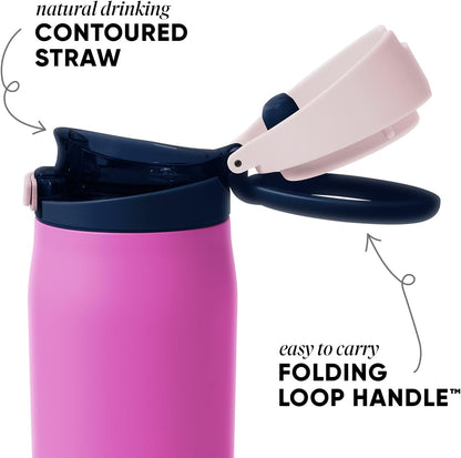 Water Bottle with Straw & Handle | 30oz | Blue | Mesa Loop Insulated Water Bottle for School, Sports, Travel | Leak Proof, Stainless Steel | Deep Dune - Colors B