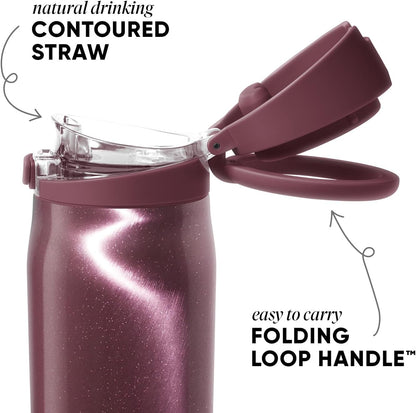 Water Bottle with Straw & Handle | 30oz | Blue | Mesa Loop Insulated Water Bottle for School, Sports, Travel | Leak Proof, Stainless Steel | Deep Dune - Colors B