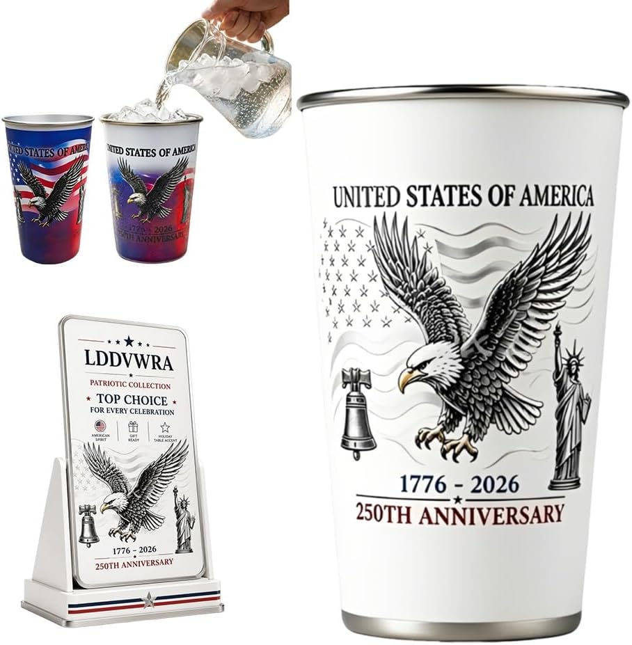 Magic Color-Changing Anniversary Tumbler 250th Patriotic Cups America Cold Change USA Stainless Steel Eagle Cup 1776 2026 Party Activated Mug Reusable Red White Blue Celebration Gift