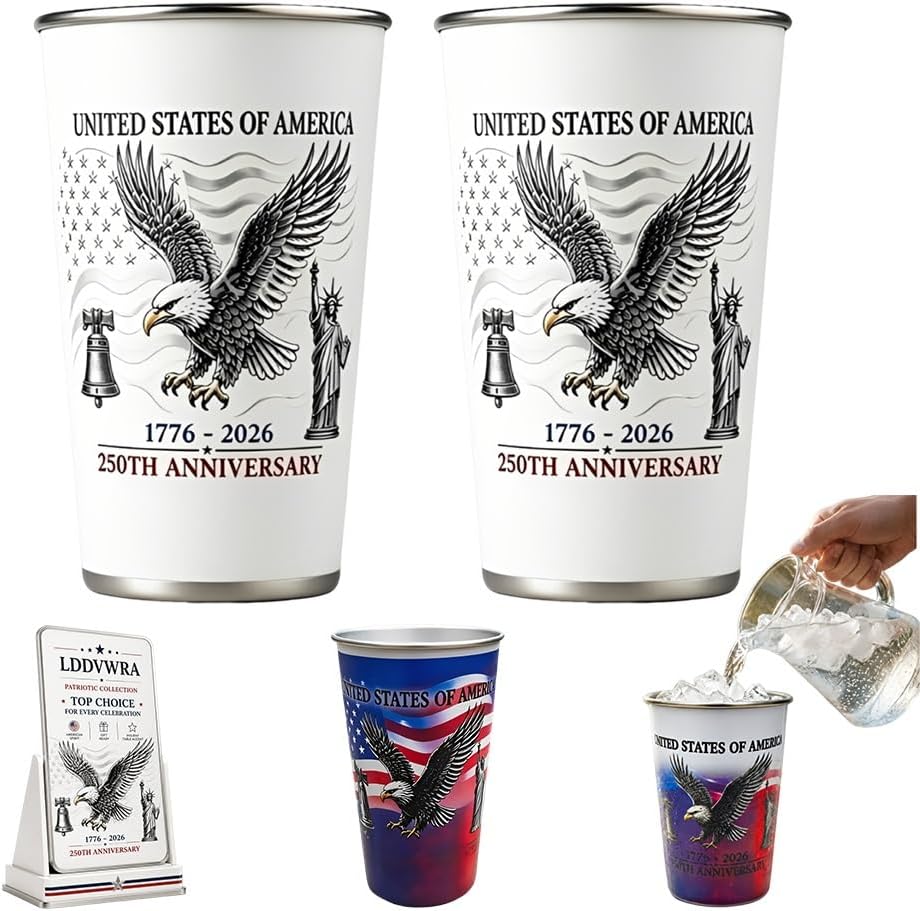 Magic Color-Changing Anniversary Tumbler 250th Patriotic Cups America Cold Change USA Stainless Steel Eagle Cup 1776 2026 Party Activated Mug Reusable Red White Blue Celebration Gift