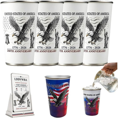 Magic Color-Changing Anniversary Tumbler 250th Patriotic Cups America Cold Change USA Stainless Steel Eagle Cup 1776 2026 Party Activated Mug Reusable Red White Blue Celebration Gift