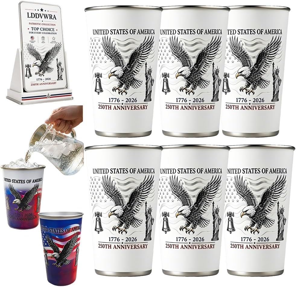 Magic Color-Changing Anniversary Tumbler 250th Patriotic Cups America Cold Change USA Stainless Steel Eagle Cup 1776 2026 Party Activated Mug Reusable Red White Blue Celebration Gift