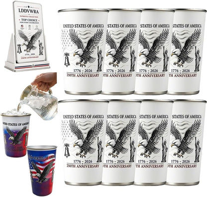Magic Color-Changing Anniversary Tumbler 250th Patriotic Cups America Cold Change USA Stainless Steel Eagle Cup 1776 2026 Party Activated Mug Reusable Red White Blue Celebration Gift