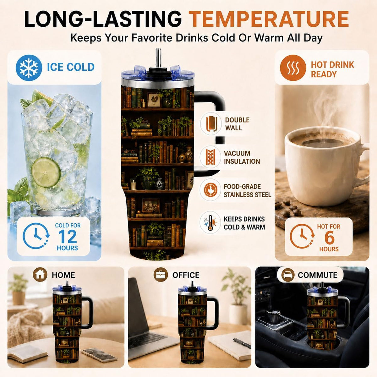 Sea Turtle Tumbler 40 oz with Handle, Ocean Lover Gifts for Women, Insulated Stainless Steel Cup with Straw, Beach Lover Gift for Sea Turtle Lovers, Coastal Travel Drinkware - Colors B