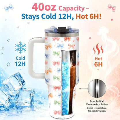 Sea Turtle Tumbler 40 oz with Handle, Ocean Lover Gifts for Women, Insulated Stainless Steel Cup with Straw, Beach Lover Gift for Sea Turtle Lovers, Coastal Travel Drinkware - Colors B