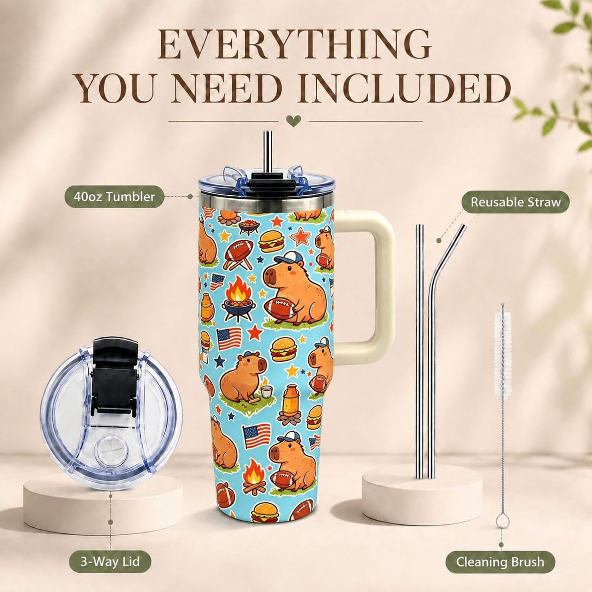 Sea Turtle Tumbler 40 oz with Handle, Ocean Lover Gifts for Women, Insulated Stainless Steel Cup with Straw, Beach Lover Gift for Sea Turtle Lovers, Coastal Travel Drinkware - Colors B