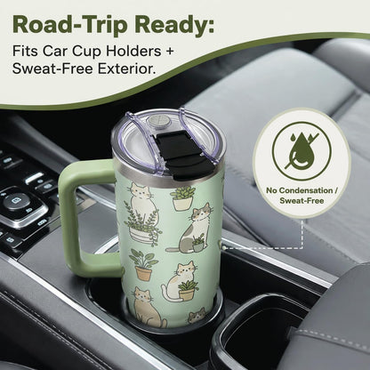 Sea Turtle Tumbler 40 oz with Handle, Ocean Lover Gifts for Women, Insulated Stainless Steel Cup with Straw, Beach Lover Gift for Sea Turtle Lovers, Coastal Travel Drinkware - Colors B