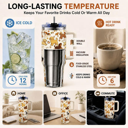 Sea Turtle Tumbler 40 oz with Handle, Ocean Lover Gifts for Women, Insulated Stainless Steel Cup with Straw, Beach Lover Gift for Sea Turtle Lovers, Coastal Travel Drinkware - Colors B