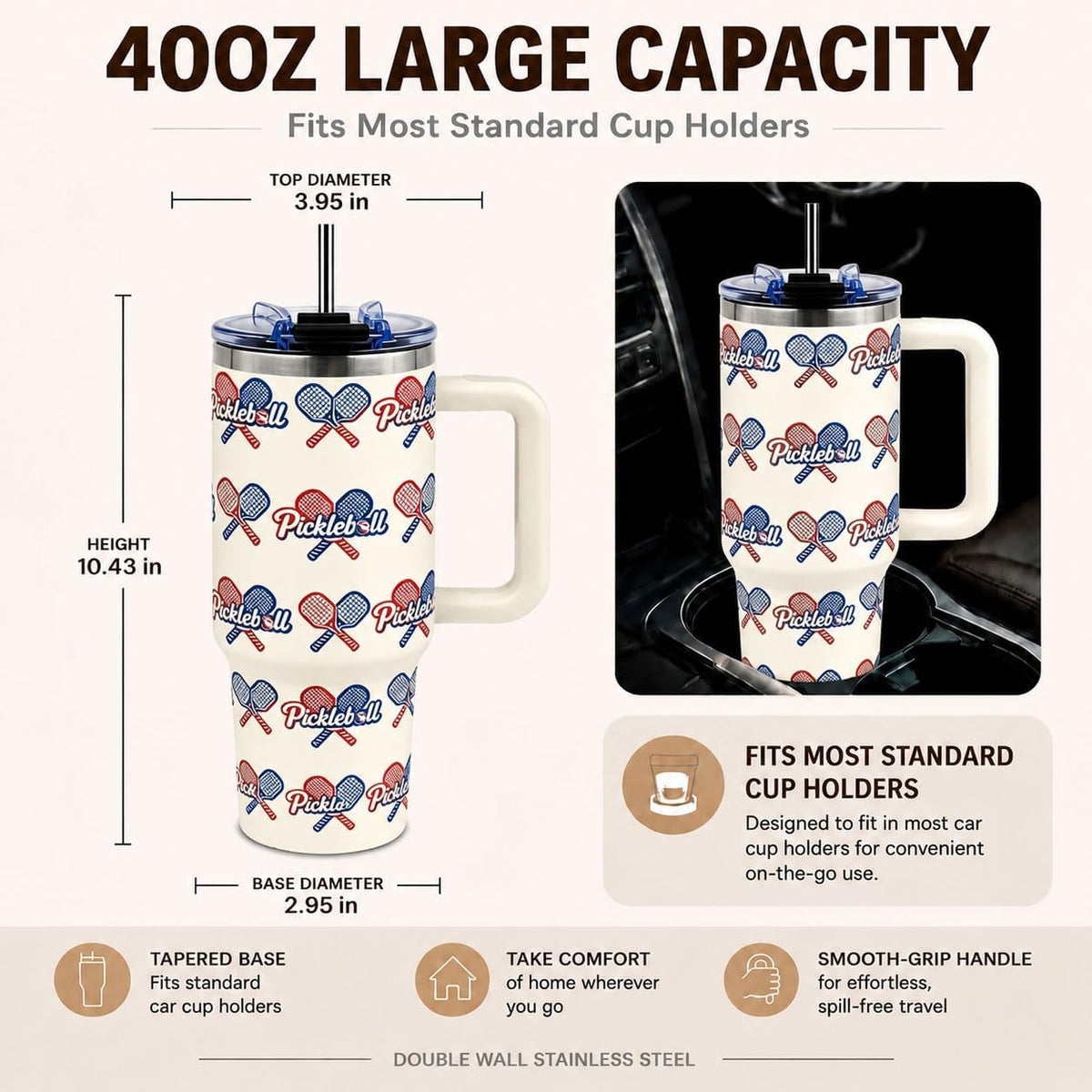 Sea Turtle Tumbler 40 oz with Handle, Ocean Lover Gifts for Women, Insulated Stainless Steel Cup with Straw, Beach Lover Gift for Sea Turtle Lovers, Coastal Travel Drinkware - Colors B