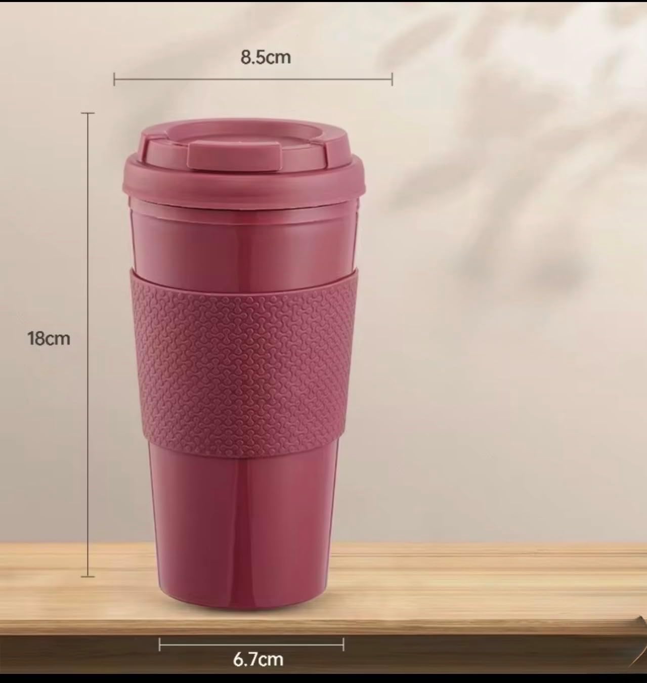 Reusable Coffee Travel Mug 16oz with Lid - BPA Free Plastic Tumbler, Leak Resistant, Insulated Grip Sleeve, Hot & Cold Drinks, Travel Cup Blue (Gray)