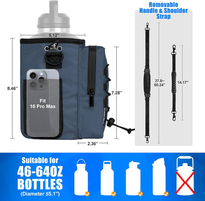 Magnetic Gym Bag for Men and Women - Magnet Water Bottle Holder Sling Carrier with Crossbody Shoulder Strap,Gym Accessories Pouch,Phone Pockets for Sports,Walking,Travel,Workout