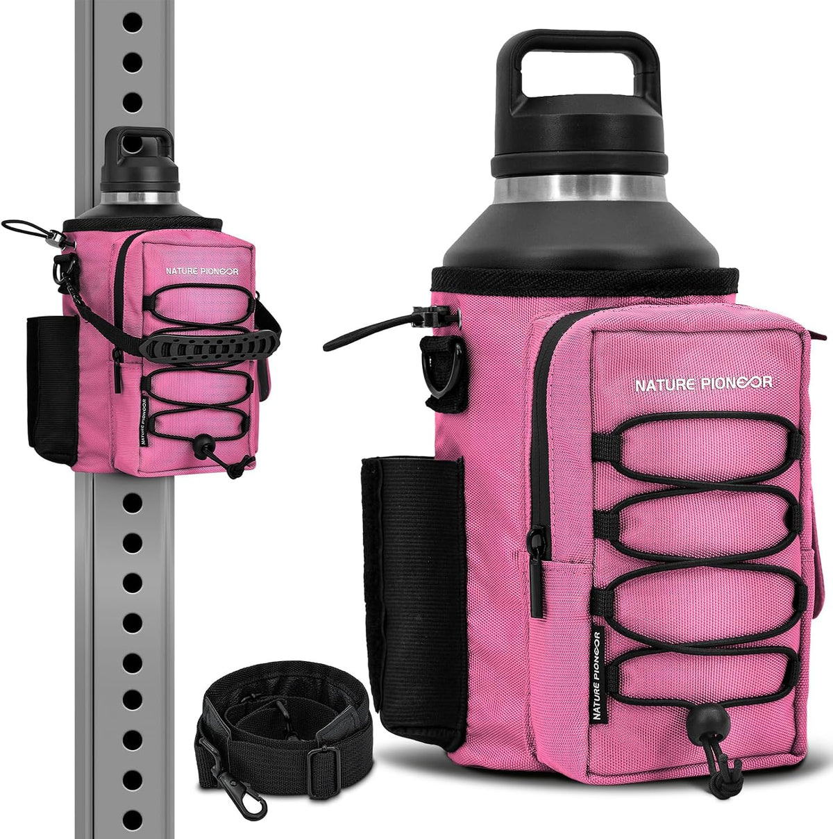 Magnetic Gym Bag for Men and Women - Magnet Water Bottle Holder Sling Carrier with Crossbody Shoulder Strap,Gym Accessories Pouch,Phone Pockets for Sports,Walking,Travel,Workout
