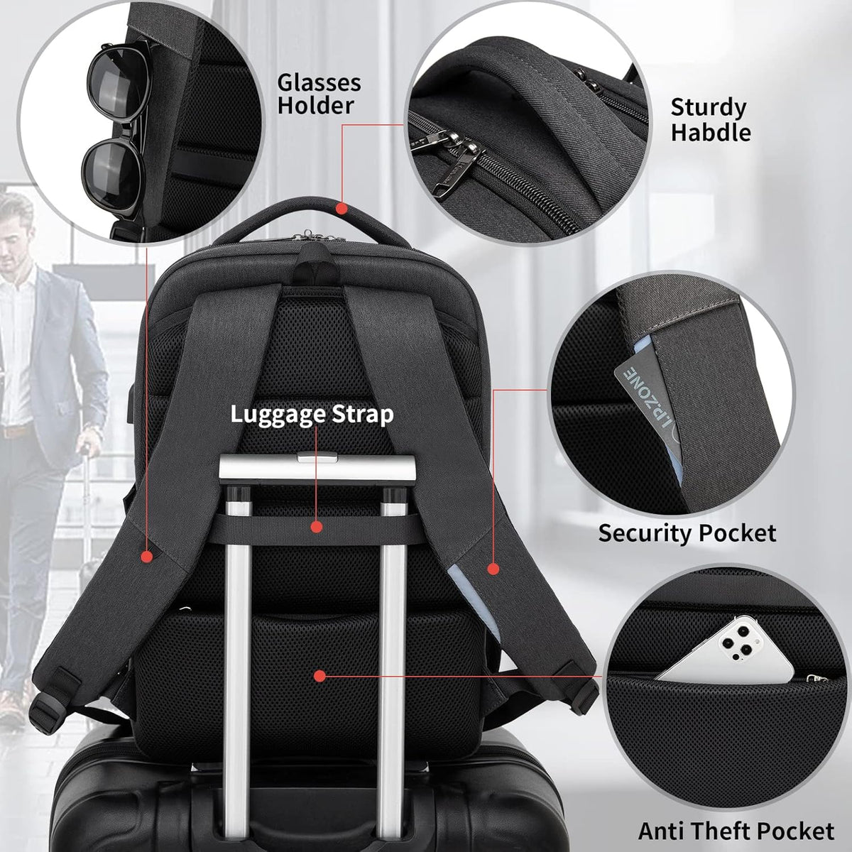 17 inch Travel Laptop Backpack for Men/Women College Computer Bag