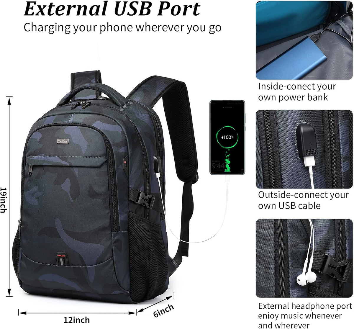 17 inch Travel Laptop Backpack for Men/Women College Computer Bag