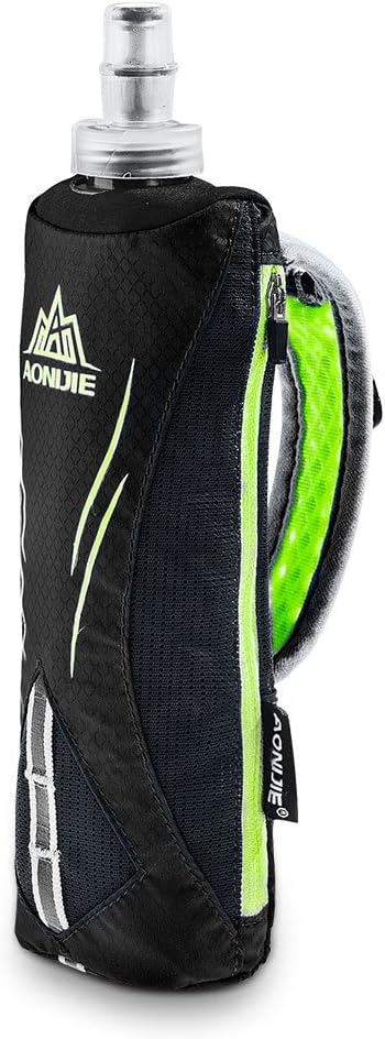Quick Grip Handheld Water Bottle for Running, Hand Strap Hydration Pack with 500ml Handheld Soft Flask Water Bottle (Black)