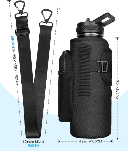 Universal Water Bottle Holder with Strap & Phone Pocket