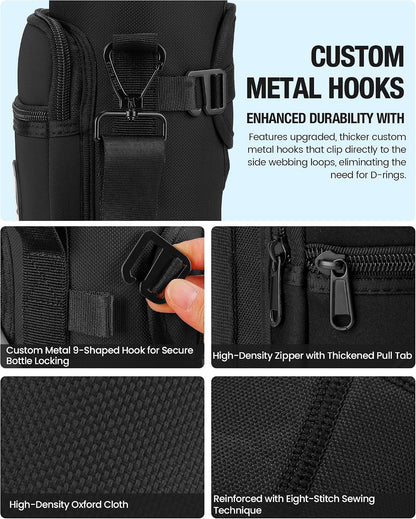 Universal Water Bottle Holder with Strap & Phone Pocket