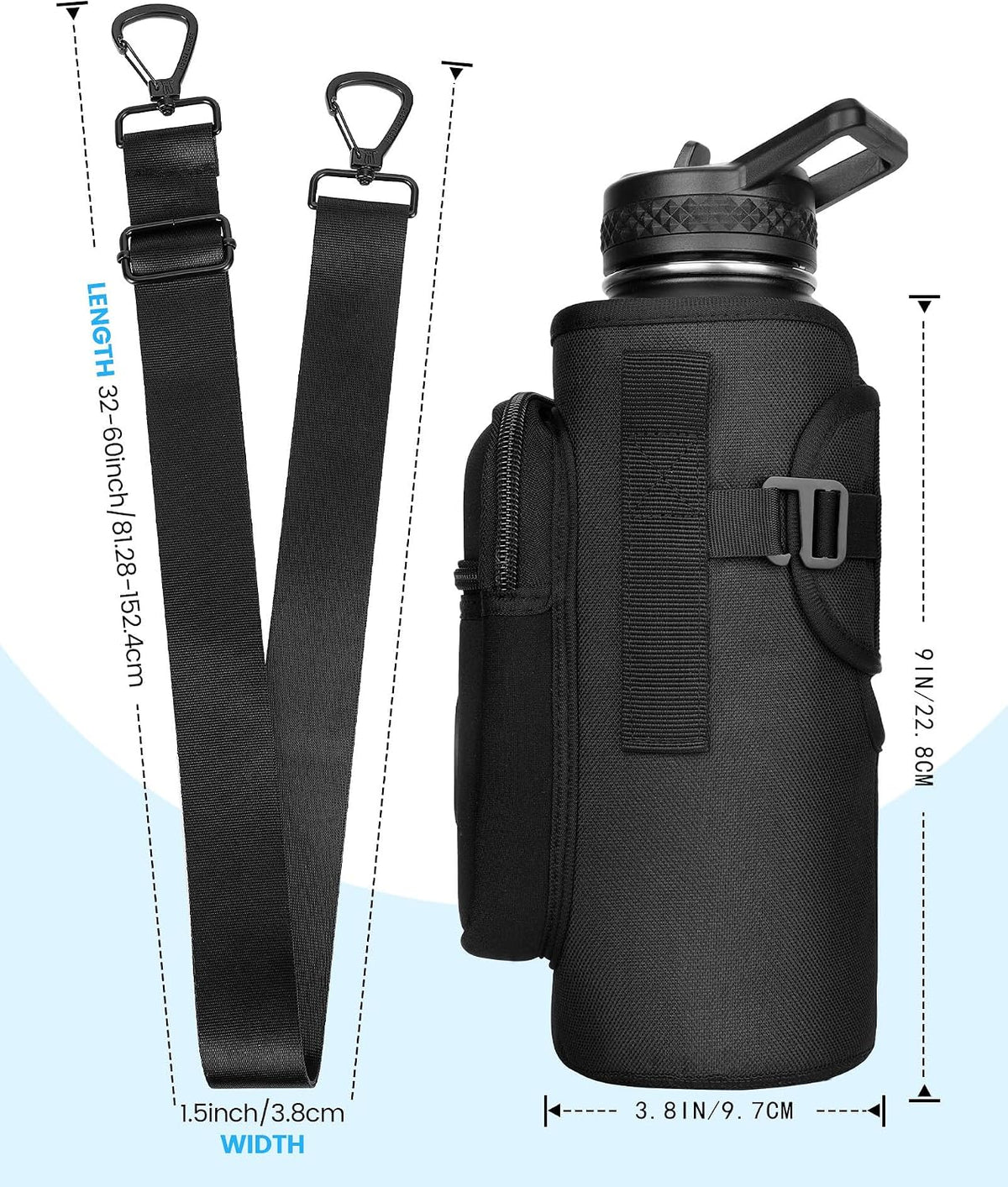 Universal Water Bottle Holder with Strap & Phone Pocket