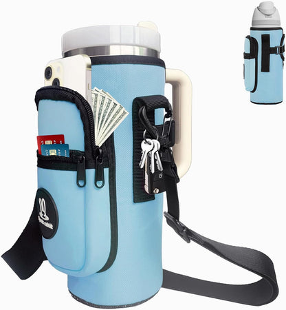 Universal Water Bottle Holder with Strap & Phone Pocket