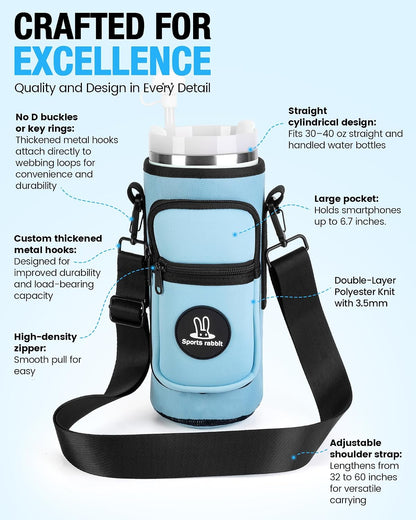 Universal Water Bottle Holder with Strap & Phone Pocket