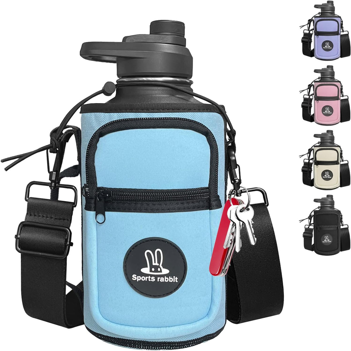 Universal Water Bottle Holder with Strap & Phone Pocket