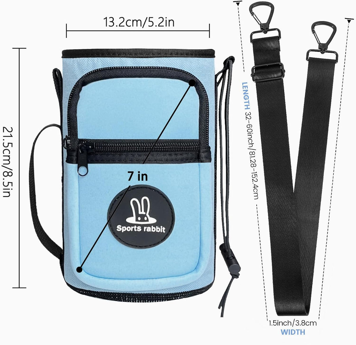 Universal Water Bottle Holder with Strap & Phone Pocket