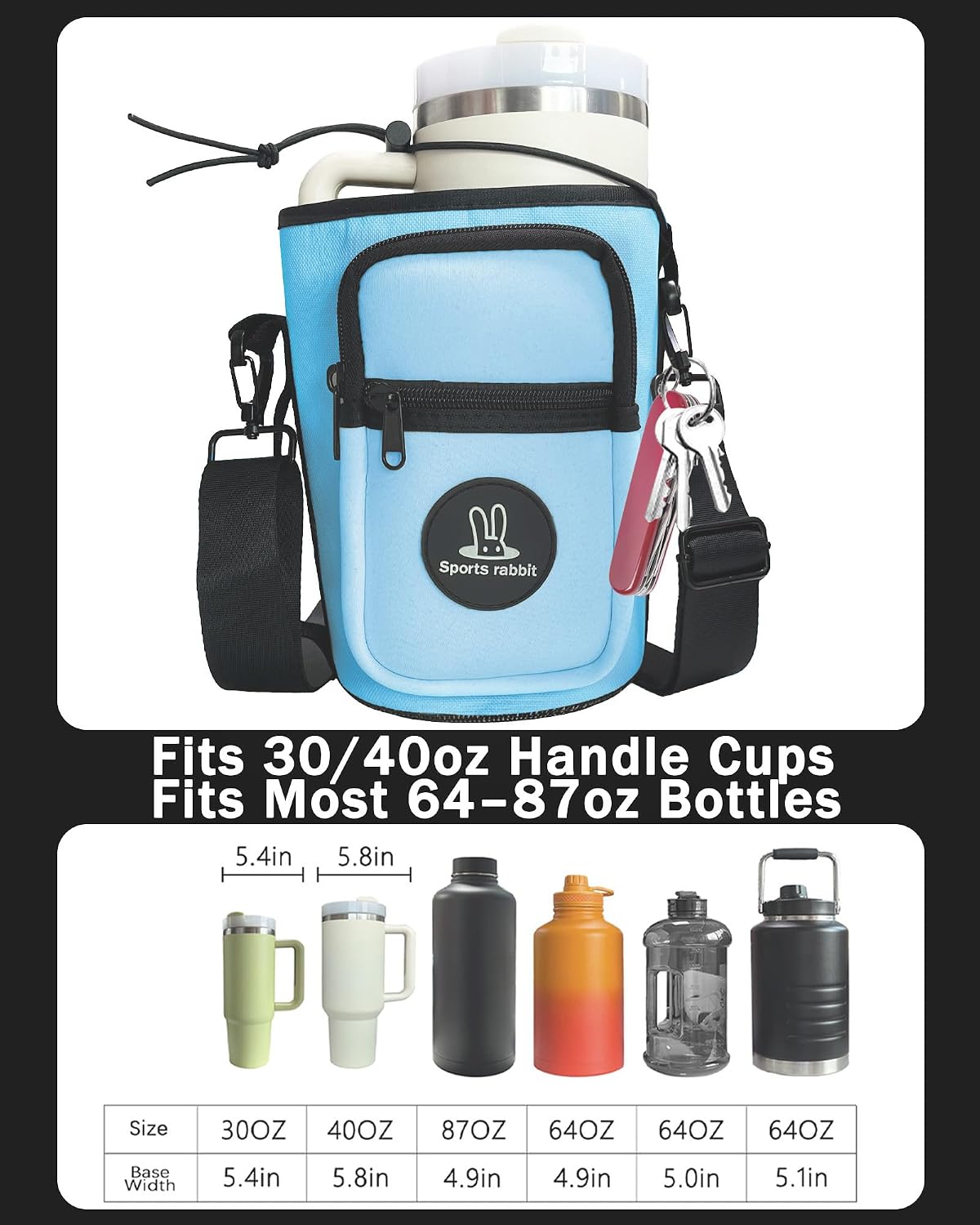 Universal Water Bottle Holder with Strap & Phone Pocket