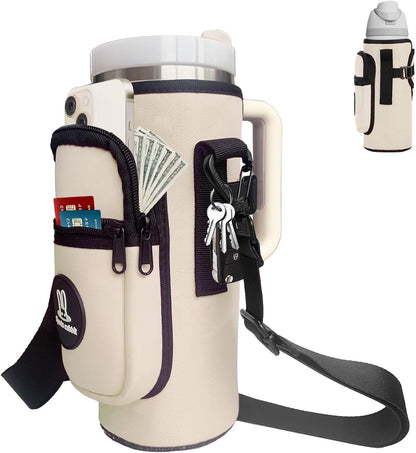 Universal Water Bottle Holder with Strap & Phone Pocket