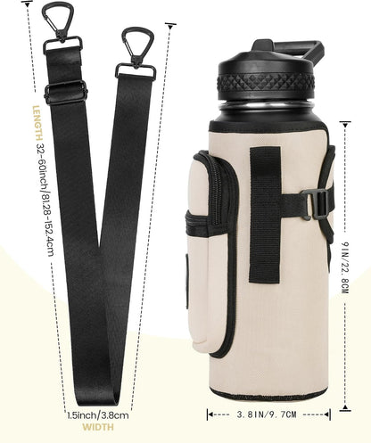 Universal Water Bottle Holder with Strap & Phone Pocket
