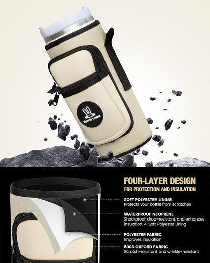 Universal Water Bottle Holder with Strap & Phone Pocket