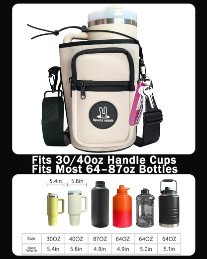 Universal Water Bottle Holder with Strap & Phone Pocket