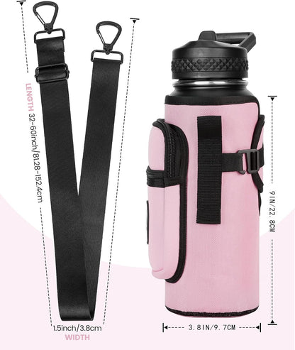Universal Water Bottle Holder with Strap & Phone Pocket