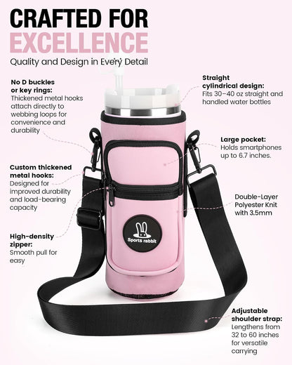 Universal Water Bottle Holder with Strap & Phone Pocket