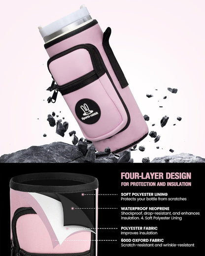 Universal Water Bottle Holder with Strap & Phone Pocket