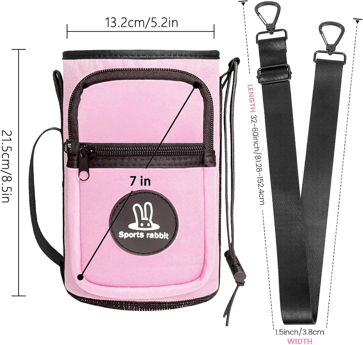 Universal Water Bottle Holder with Strap & Phone Pocket