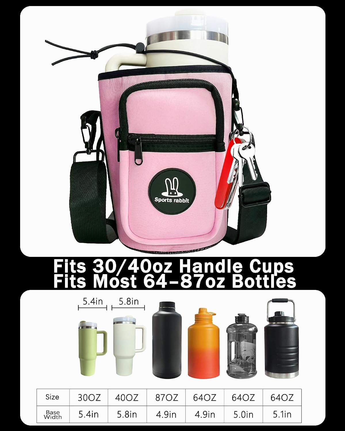 Universal Water Bottle Holder with Strap & Phone Pocket