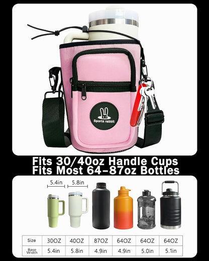 Universal Water Bottle Holder with Strap & Phone Pocket