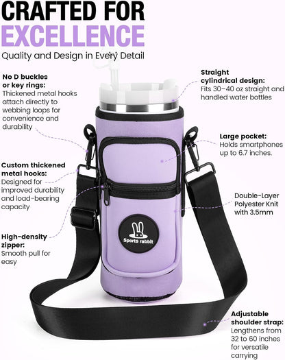 Universal Water Bottle Holder with Strap & Phone Pocket